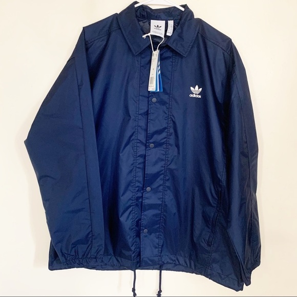 Adidas Original Trefoil Coach Jacket Navy Men’s Size Medium New - Picture 2 of 8